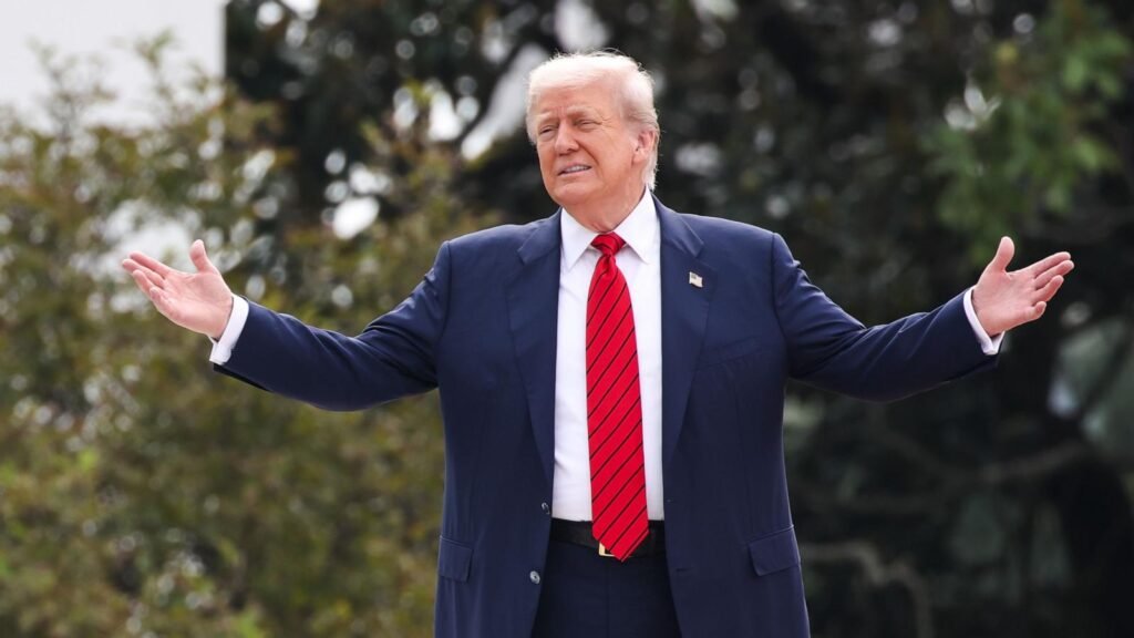 trump takes unusual stroll on white house roof