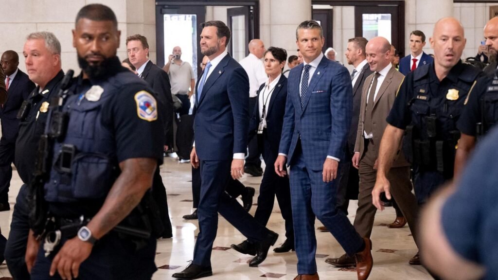 vance, hegseth, miller drowned out by protester jeers at union station photo op